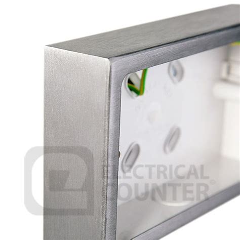 brushed steel double surface socket back box pattress|Brushed Steel Double Pattress Box (44mm) .